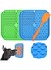 Lick Mat for Dogs &amp; Cats, Dog Lick Mat with Suction Cups (Green Dog Licking Mat + Blue Dog Lick Pad + Orange Spatula) Silicone Slow Feeder Mat for Dog Treats, Peanut Butter, Yogurt &amp; Cat Food