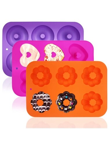 Pack Silicone Baking Doughnut Maker Moulds, Cupcake Muffin Molds, Donut Pan Bagel Making Mould