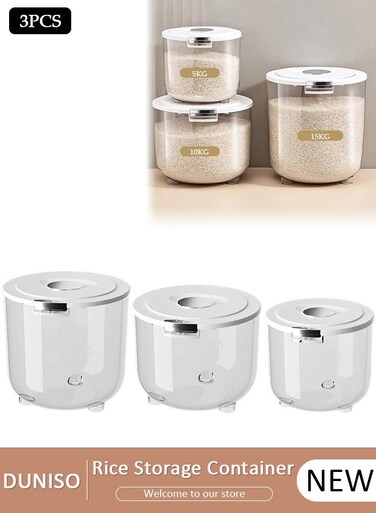 Grain Storage Bucket,Rice Storage Container,Household Rice Barrel,Kitchen multifunctional grain container,Transparent Insect-proof Moisture-proof Sealed Rice Bucket with Pop Up Lid for Kitchen Pantry Organizer