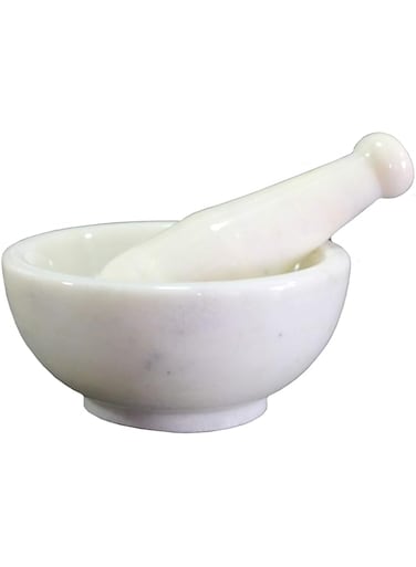 KLEO 6" Wide (Big Size) Natural Stone Mortar And Pestle Set As Spice, Medicine Grinder Masher - Okhli And Musal