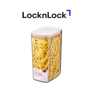 LocknLock Easy Grip Canister Rectangle 1.5L &ndash; One-Touch Lid, Transparent, Easy to Hold, Dishwasher Safe