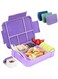 FALAHOM Lunch Box for Kid School - 1330ml Leakproof 6 Compartments with Food Utensils for Back to School, Book-Style Lunch Snack Containers for Toddler Daycare (Purple)