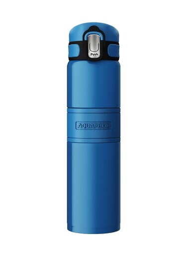 Double Wall Stainless Steel Thermo Bottle, 480ml Insulated Water Bottle, Keeps Drinks Hot or Cold up to 6 Hours, Leak-Proof Lid, Non-Slip Silicone Finish, Durable Travel Flask for Office, Gym &amp; Outdoor Use (Blue)
