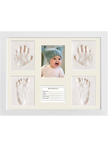 Womdee Baby Clay Handprint Footprint Kit Picture Frame, Perfect for Baby Gifts, Memory Photo Frame - Newborn Baby Keepsake Frames Plaster Kit Photo Frame
