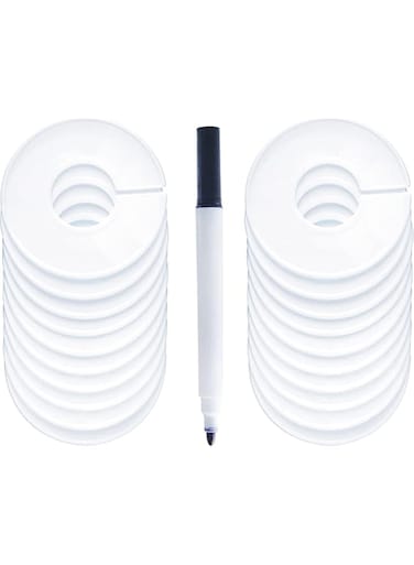 SYOSI Clothing Rack Size Dividers, Wardrobe Round Hangers Label Closet Dividers with One Marker Pen, for Clothes Organization, White, 20 Pcs