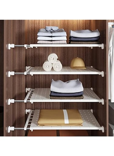 Shelves, Bedroom Kitchen Cabinet Storage Tiered Dividers, Adjustable Storage Rack Expandable Separator Shelf for Wardrobe, Cupboard, Bookcase Compartment Collecting