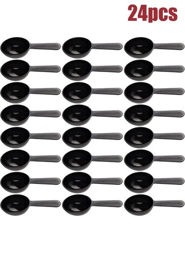 24 Pack Coffee Bean Measuring Spoons, Disposable Teaspoon Measuring Spoons, Coffee Scoop Measure for Tea Sugar Spices ( 7g, Black )