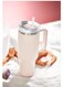 Stainless Steel Insulated Travel Mug with Handle and Straw Perfect for Hot and Cold Drinks Rose Quartz