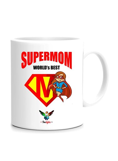 Styles Supermom World's Best Mom Printed Mug White/Red/Yellow 10cm