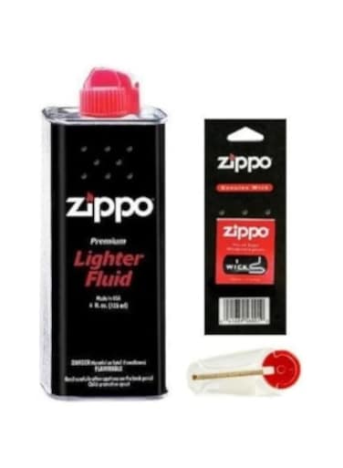 Zippo Lighter Fluid Fuel Petrol 125ml Tin + Wick + 6 Flints