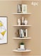 4-Pieces Home Decoration Shelf Shower Organizer Wall Mounts Storage Rack White 18x18 Centimeter