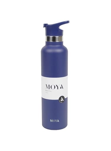 Moya "Black Sea" 700ml Insulated Sustainable Water Bottle Navy Spout Lid