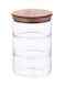 3-Layer Stackable Food Storage Jar With Airtight Bamboo Lid Set Clear/Beige 11.5x11.5x8cm
