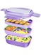 TYEdEE Lunch Box 3 Layer Stackable Bento Lunch Containers with Leak-Proof Bentobox for Dining Out, Work, Picnic (Purple)