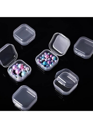 Containers Box, 6 Pack Small Clear Plastic Storage Containers with Hinged Lids for Organizing, Mini Beads Storage Containers Box for Jewelry, Hardware, Crafts, Pills, Tiny Beads (1.37 x 1.37 x 0.7 in)