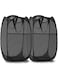 TECHMILLY Collapsible Mesh Pop Up Laundry Hamper with Sturdy Handles and Side Pocket - Portable Foldable Clothes Baskets for Dorm, Bathroom &amp; Travel Storage (Black, 2 Packs)