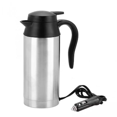 750ml Electric Car Kettle - 12V 120W Portable Stainless Steel Water Boiler for Travel (Silver)

