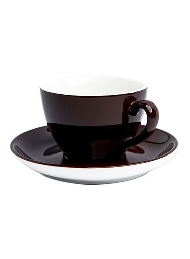 Ceramic Coffee Cup And Saucer Set Black/White 16.2x16.2x2.5cm