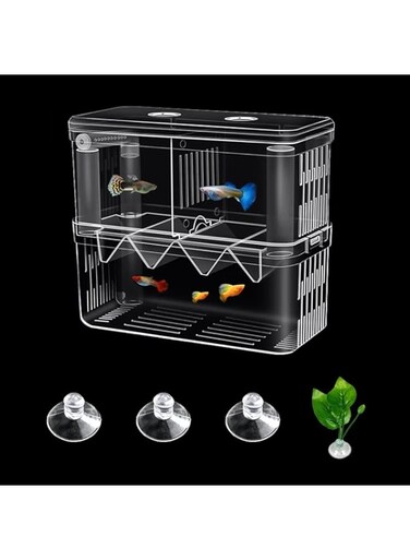 Excefore Large Fish Breeder Box for Aquarium, Fish Tank Acrylic Breeding Box, Isolation Divider Hatching Box for Small Clownfish Shrimp Guppy, Can Connected to Air Pump