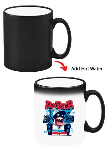 Color Changing Heat Sensitive Ceramic Mug, Image Revealed When HOT Liquid is Added! Rapstar