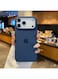 New iPhone 17 Pro Navy Blue Luxury Magnetic Compatible for iPhone Series &ndash; Shockproof, Slim Fit, Soft-Touch Protective Cover with Magnetic Wireless Charging Support