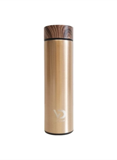 Water Bottle 16OZ Stainless Steel Water Bottles- Water Bottle With Wooden Design lid Water Filter bottle For Travel School Water Bottle Lightweight Water Bottle (Bronze)