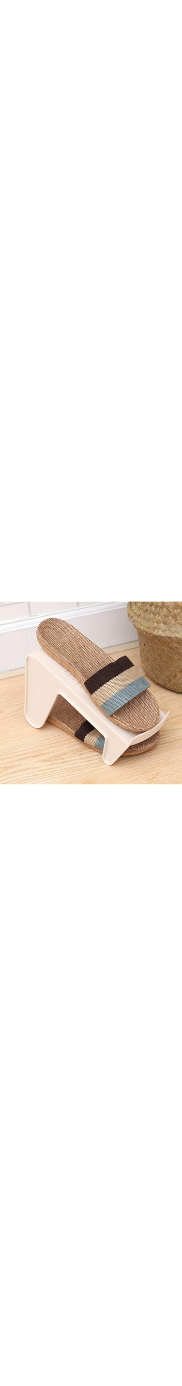 GulfDealz Double Layer Durable Adjustable Creative Design Shoe Rack Footwear With Integrated Type and Space Saving Ideal for Living Room, Small Spaces, Dormitory Rooms - Material Plastic - Beige