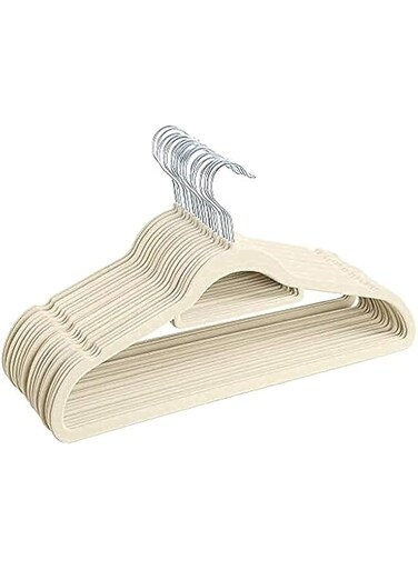 Red Dot Gift&reg; 20-Pack Beige Non-Slip Velvet Hangers &amp; 360 Degree Rotatable Hook - Durable &amp; Slim - Non Slip Hangers for Coat Hangers - Pant Hangers&hellip;(Beige, 20 pack)