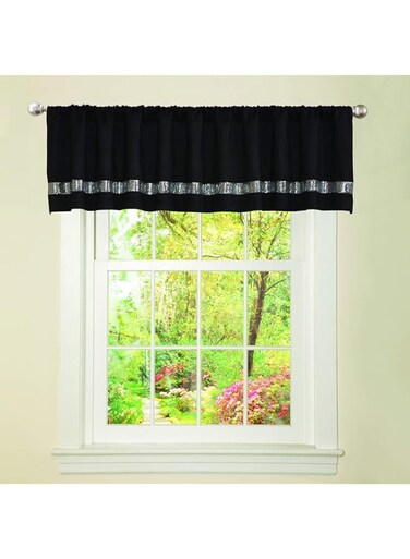 Lush Decor Night Sky Sequin Window Valance, 18"L x 84"W, Black &amp; Gray