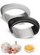 Garlic Press Rocker, New Mincer Crusher Masher With Peeling Drum, Stainless Steel Kitchen Gadget(Black+Gray)