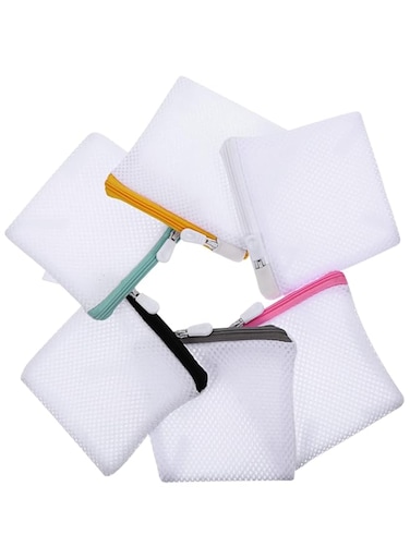 6Pcs Multi-Color Sandwich Thickened Polyester Mesh Laundry Bag For Mini Multi-Function Washing Machine, Small Lingerie Laundry Bags, Underwear Washing Bags Sets, Sock Laundry Bag Mini Washing Bag