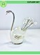 Swan-Shaped Cutlery Set (1 holder + 6 Forks/Spoons) - Luxury Dessert Fork Set for Home, Outdoor Picnic &amp; Festive Dining - Available in Silver Finishes
