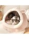 OAKTREE BAY Cute Cozy Cat Bed, Small Medium Cave Beds for Indoor Cats, Cat House with Washable Fleece Fluffy Cushion Mat, Pink and Green Color Pet Bed for Kitten (Pink, Small)