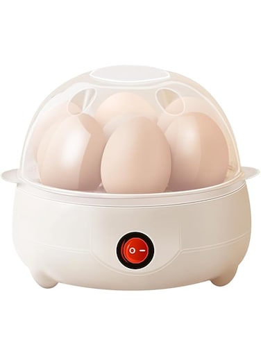 Easy Egg Cooker Electric 7-Egg Capacity, Soft, Medium, Hard-Boiled Egg Cooker with Auto Shut-Off, Measuring Cup Included, BPA Free（Beige）