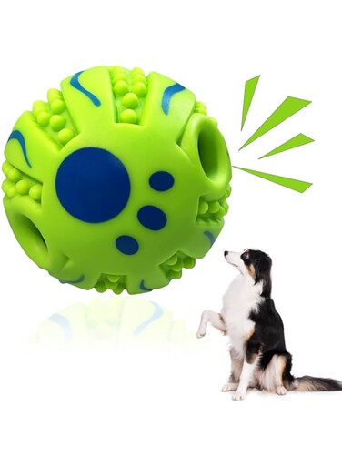 Azonee Interactive Dog Toy Ball, Giggle Ball for Dog, 3.94in Pet Chew Toy Ball, Interactive Training Ball for Medium Large Dog, Safe and Non-Toxic PVC Ball