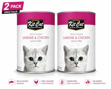 Pack of 2 -Kit Cat Wild Caught Sardine &amp; Chicken