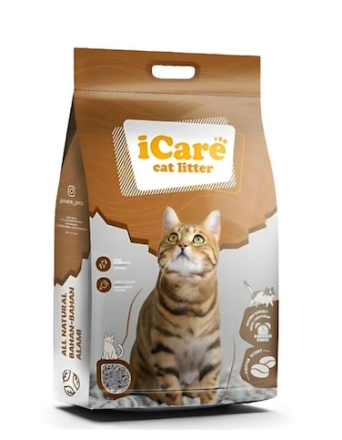 iCare Bentonite Cat Litter &ndash; Natural, Safe &amp; Odor-Free [ Coffee, 5L ]