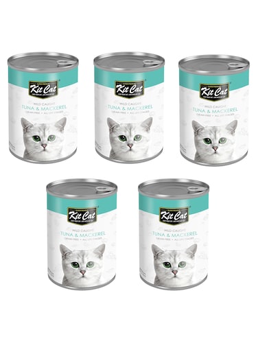 Kit Cat Wild Caught Tuna with Mackerel Canned Cat Food ( 5 x 400g )