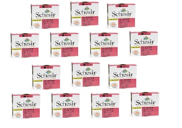 Schesir Cat Can Broth-Wet Food Chicken with Shrimps- 14 PCS