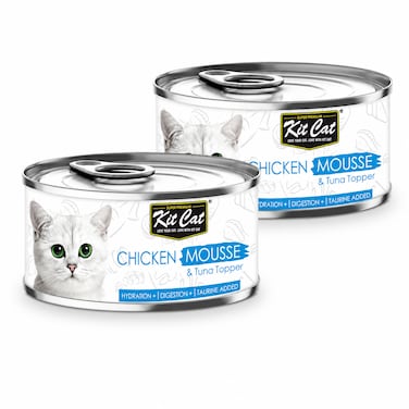 Pack of 2 -Kit Cat Chicken Mousse with Tuna Topper 80g