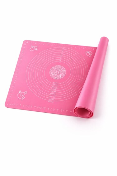 Silicone Pastry Mat Non Stick Rolling Dough with Measurements-Non Slip, Reusable Baking  45*60cm - PINK