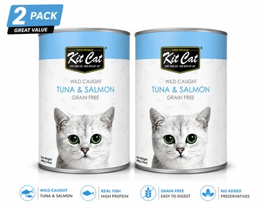 Pack of 2 -Kit Cat Wild Caught Tuna &amp; Salmon