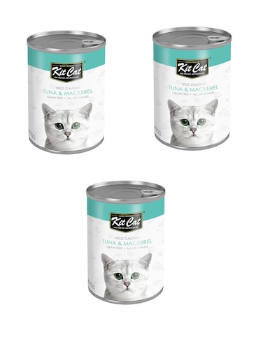Kit Cat Wild Caught Tuna with Mackerel Canned Cat Food ( 3 x 400g )