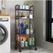 4-Tier Rolling Storage Cart with Wire Baskets &ndash; Heavy-Duty Metal Organizer for Kitchen, Pantry, Bathroom, and Office