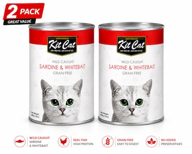 Pack of 2 -Kit Cat Wild Caught Sardine &amp; WhiteBait