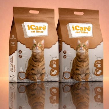 iCare Bentonite Cat Litter, Coffee Scent, 25L, Fast Clumping with Odour Control, 2 Pack
