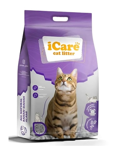 iCare Bentonite Cat Litter &ndash; Natural, Safe &amp; Odor-Free [ Lavender, 5L )