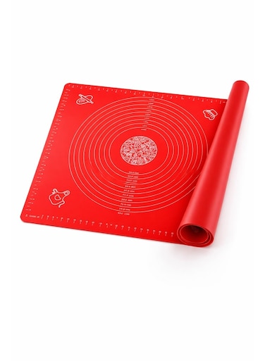 Silicone Pastry Mat Non Stick Rolling Dough with Measurements-Non Slip, Reusable Baking  45*60cm - RED