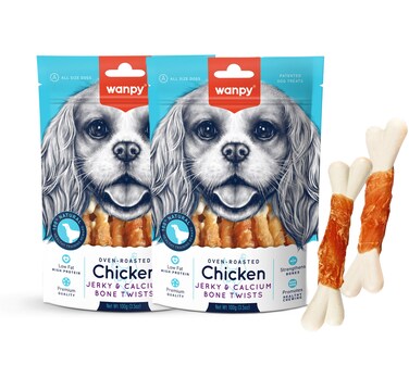 Wanpy Chicken Jerky and Calcium Bone Twists ( 100g x 2 )