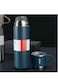 Vsell24 Stainless Steel Vacuum Flask with Cup, 500ml Double Wall Insulated Water Bottle, Leak Proof Thermos for Hot Drinks or Cold ( Blue )